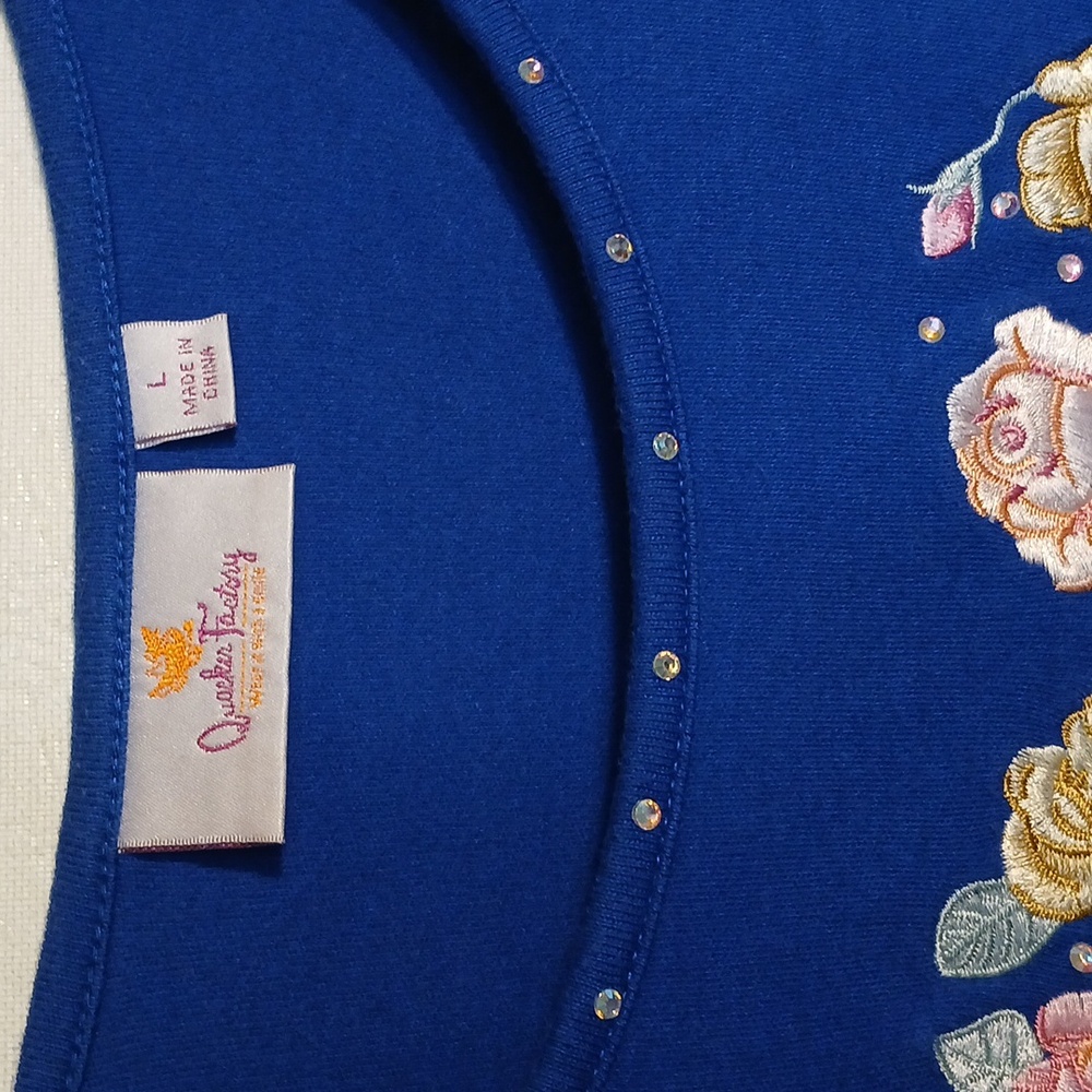 Quacker Factory Women's Shirt 3/4 Sleeves  Heart Floral Design Size Large - Picture 4 of 5